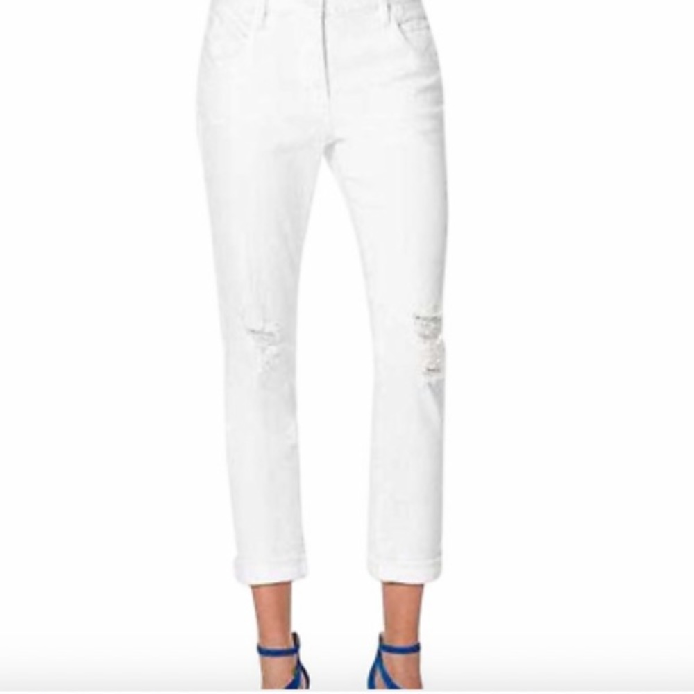Jessica Simpson Monroe Slim Distressed White Jeans